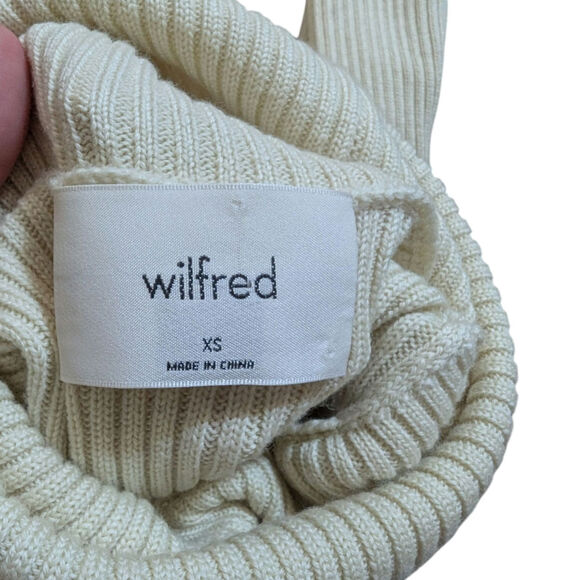 Aritzia Wilfred Pale Yellow Cropped Merino Wool Turtleneck Sweater Size XS - Picture 2 of 7